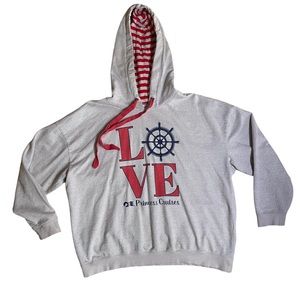 Metallic Silver Sparkling Hooded Princess Cruises "LOVE" Gray Sweater size XXL